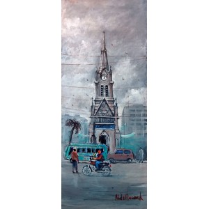 Abdul Hameed, 12 x 30 inch, Acrylic on Canvas, Cityscape Painting, AC-ADHD-084